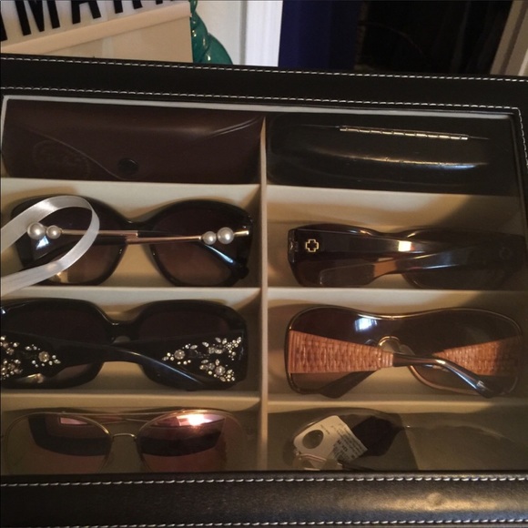Black leather sunglasses display case sun shades - Picture 2 of 3